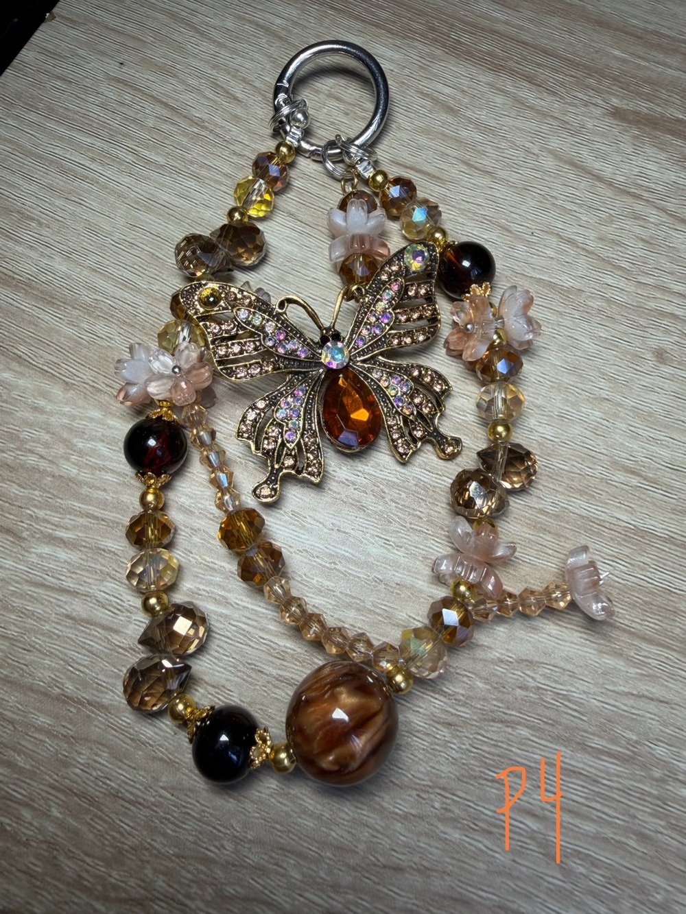 Amber Butterfly Charm Chain for Phone/Purse/Keys